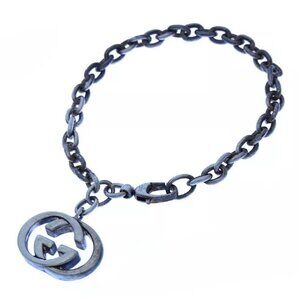 Gucci Bangle Bracelet G logos Silver Woman Authentic Used Y2430